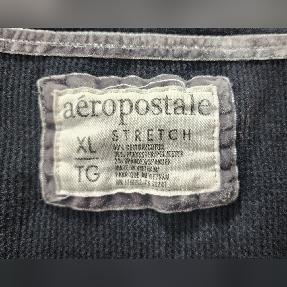 Aeropostale Stretch | long sleeve shirt | woman's XL | navy blue | Y2K | Preppy - Picture 2 of 5